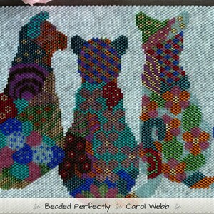 Patchwork Cats, PDF Pattern Download, Peyote Stitch Beading image 3