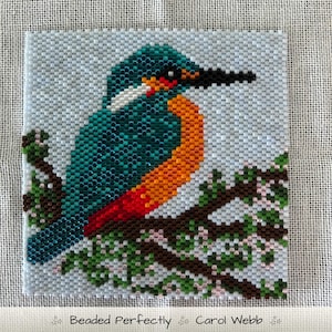 Kingfisher, Coaster, Peyote Stitch Beading, PDF download pattern