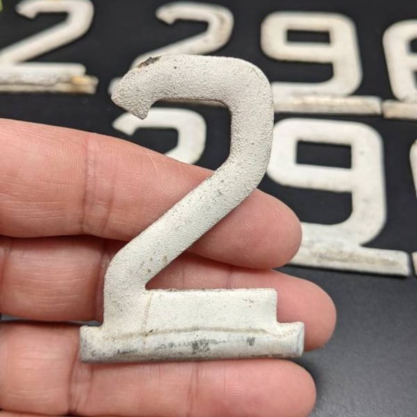 Industrial Metal Sign Numbers, 2, 9, 6, Salvaged, 2 1/2 inch, White, Birthday, Photography, Announcements, Whitehall Duo-Glo, All Aluminum