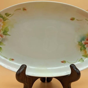 Bavarian Porcelain, Hand Painted Serving Dish/Sandwich Tray, Alboth & Kaiser 1960s, Delicate Apricot Rose , made in Western Germany