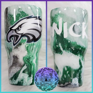 Custom Personalized HydroDip Marble Sports Team Inspired Stainless Steel Tumbler/Cup