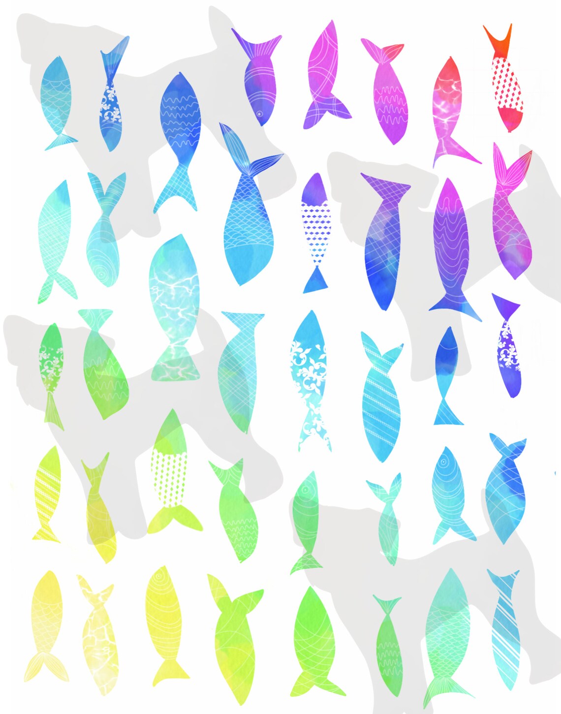 Rainbow Fish Illustration, Printable Wall Art, Kids and Nursery Decor ...
