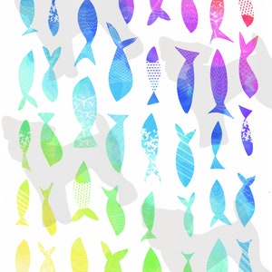 Rainbow Fish Illustration, Printable Wall Art, Kids and Nursery Decor, Home Decor, Bathroom ...