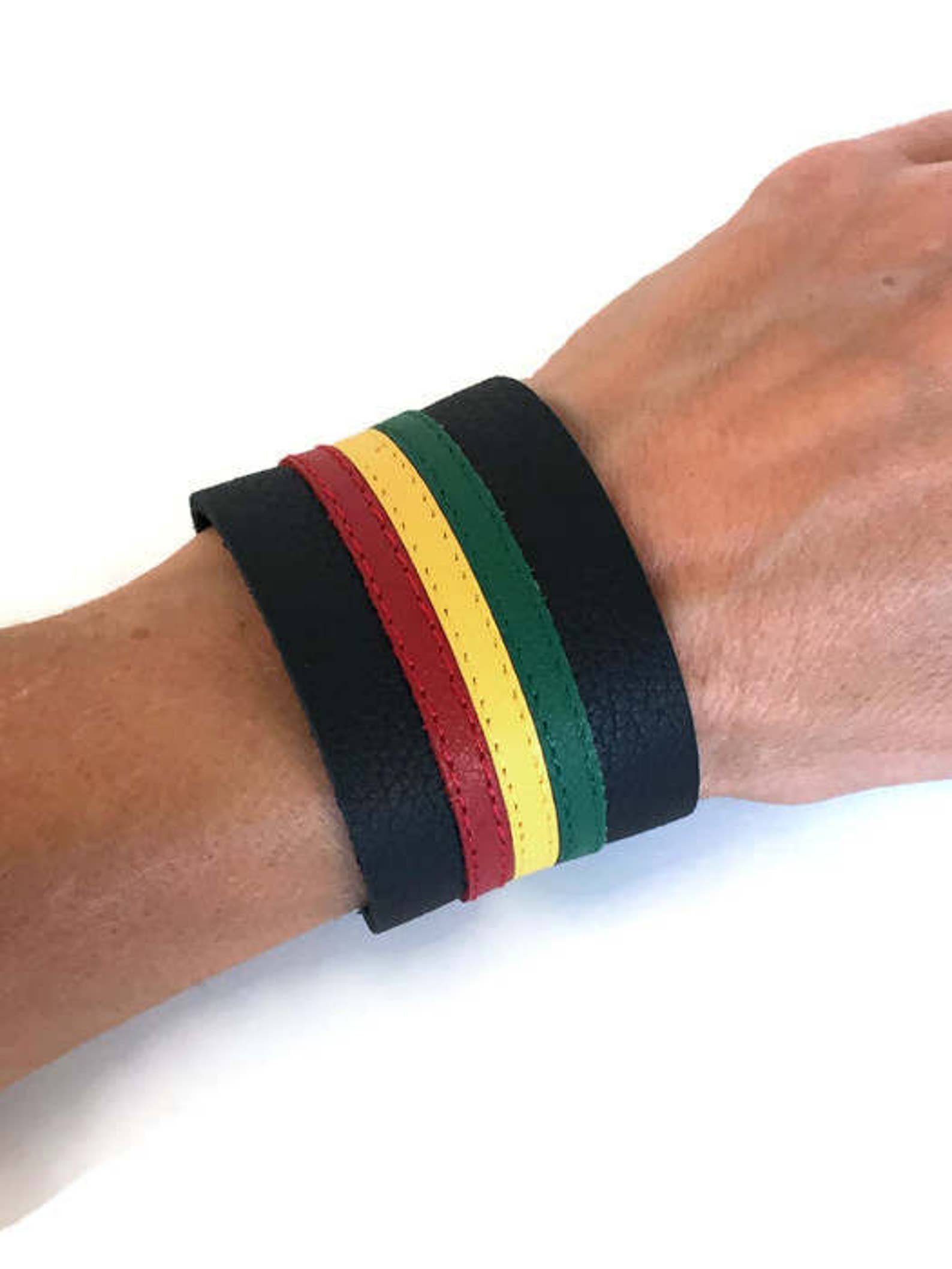 Rasta Rastafarian Leather Bracelets Rasta Bracelets Etsy