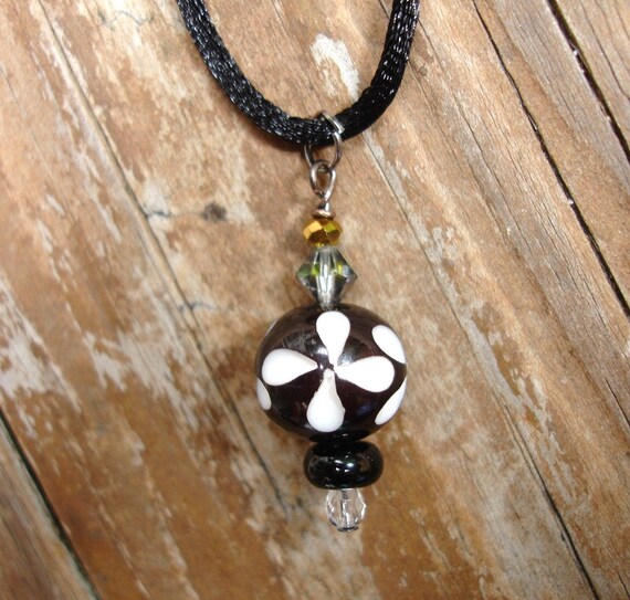 Items similar to Bead Pendant necklace on black silk cord on Etsy