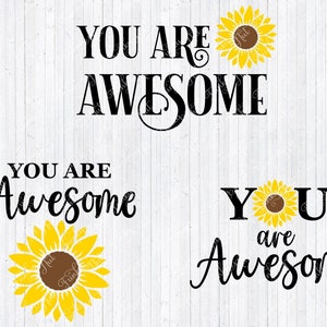 Vous êtes un ensemble génial, des dessins de tournesol imprimables, SVG, PNG, EPS, une carte impressionnante, un fichier de coupe Cricut, une sublimation, une carte imprimable
