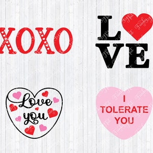 Valentinstag Bundle, SVG, PNG, Liebe Bundle, xoxo Hearts, ich vertrage dich, Cricut Valentine, Sublimation, Valentine Hearts
