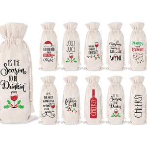 Sac de vin de Noël SVG, PNG, lot de vin de Noël Cricut, dictons de sublimation sur le vin, énonciations de vin drôle, verre à vin de Noël