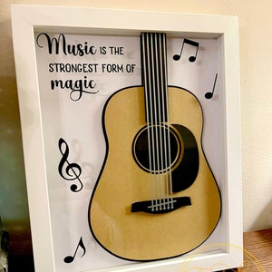 Shadow Box de guitarra en capas SVG, Music Shadow Box SVG, Cricut Shadow Box, Paper Craft SVG, Gift For Music Lover, Guitar Paper Craft Shadow Box