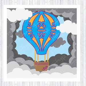 Layered Hot Air Balloon, Layered Shadow Box SVG, Cricut SVG, Home Decor, Nursery Decor, Layered Balloon Shadow Box