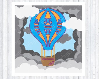 Layered Hot Air Balloon, Layered Shadow Box SVG, Cricut SVG, Home Decor, Nursery Decor, Layered Balloon Shadow Box