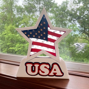 Layered July 4th Luminary SVG, PNG, July 4th Papercraft, Layered USA Decor, Patriotic Craft Decoration, 3D Star Craft, 4th of July Lantern