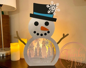 Layered Snowman Luminary SVG, PNG, EPS, Layered Christmas Decor, Snowman Papercraft, Winter Craft Decoration, 3D Snowman Craft, Cricut Craft