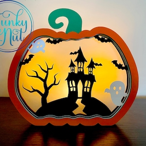Layered Pumpkin Luminary SVG, PNG, EPS, 3D Halloween, Pumpkin Papercraft, Fall Craft Decoration, Cricut Cut File, Halloween Shadow Box
