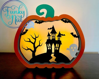 Layered Pumpkin Luminary SVG, PNG, EPS, 3D Halloween, Pumpkin Papercraft, Fall Craft Decoration, Cricut Cut File, Halloween Shadow Box