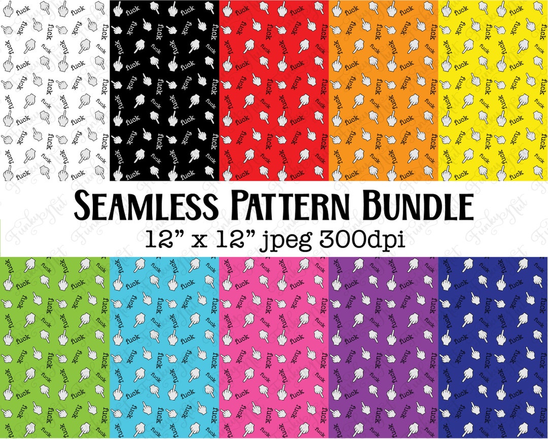 F-word Seamless Pattern, 12 X 12 Digital Paper Bundle, Middle Finger ...