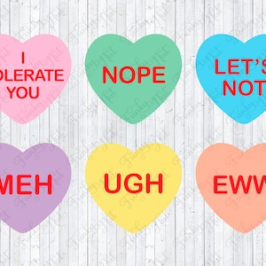 Anti-Valentines Day SVG Bundel, Sarcastische Conversatie Harten, Grappige Valentijn, Ik Tolereer Je Valentijn, Cricut SVG Valentijnsdag, Harten