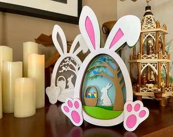 Layered Easter Bunny Egg SVG, Layered Easter Design, Easter Papercraft, 3D Easter Egg, Cricut Easter Design, Easter Egg With Bunny Ears