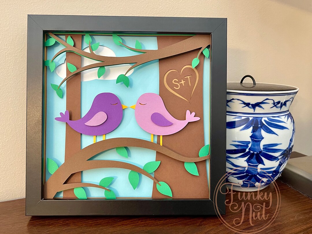 Layered Love Birds Shadow Box SVG, Sweetheart Shadow Box SVG, Cricut