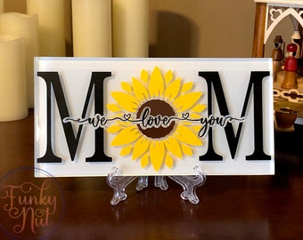 Sunflower Mom Tile Bundle, Set of 4, SVG, PNG, Mother's Day Gift, 4x8 Glass Subway Tile, Mom Birthday Gift, Digital File, Cricut Mom Design