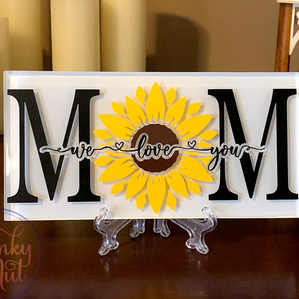 Sunflower Mom Tile Bundle, Set of 4, SVG, PNG, Mother's Day Gift, 4x8 Glass Subway Tile, Mom Birthday Gift, Digital File, Cricut Mom Design