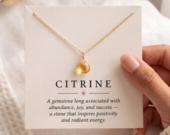 Natural Citrine Necklace | November Birthstone Necklace | Citrine Pendant | Sterling Silver / 14k Gold Filled Chain | Christmas Gift for Her