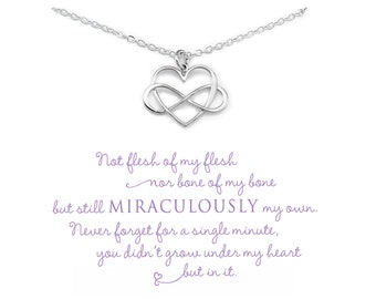 GOLD VERSION - Unbiological Daughter Necklace, Gift for Adopted Daughter, Stepdaughter, Bonus Daughter Gift, Infinite Love, Infinity Heart