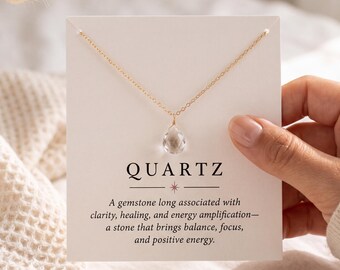 Clear Quartz Necklace | Crystal Pendant | Sterling Silver / 14k Gold Filled Chain | Protection Necklace | Minimalist Necklace
