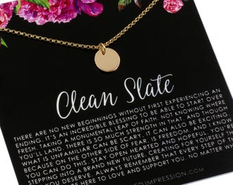 Collar Nuevos Comienzos, Recuperación Post-Divorcio, Regalo para Superar una Ruptura, Joyería Personalizada, Collar con Dije Borrón y Cuenta Nueva, Plata de Ley y Oro de 14k