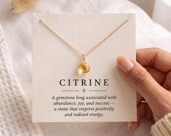 Natural Citrine Necklace | November Birthstone Necklace | Citrine Pendant | Sterling Silver / 14k Gold Filled Chain | Christmas Gift for Her