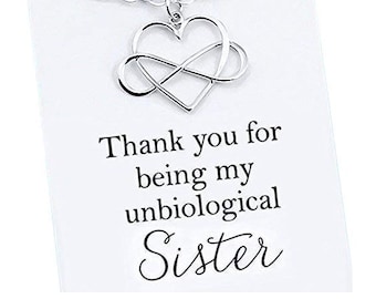 Unbiological Sister Silver Infinity with Heart Necklace