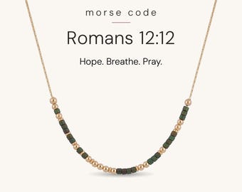 Romans 12:12 Morse Code Necklace | Joyful in Hope Necklace | Bible Verse Jewelry | Christian Encouragement Gift | Hard Times Gift for Her