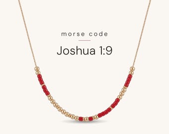 Joshua 1:9 | Be Strong and Courageous | Morse Code Necklace | Bible Verse Necklace | Christian Gifts for Women | New Job Gift for Her