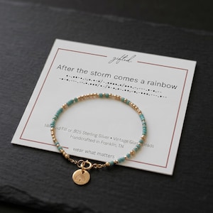 Rainbow Baby & Pregnancy After Loss Gift | Custom Morse Code Bracelet | After the Storm Comes a Rainbow | Secret Message Jewelry