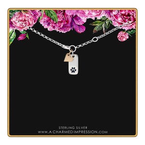Sterling Silver Paw Print Bracelet: Gold Heart Charm, Dog Mom Gift