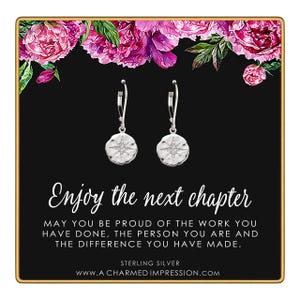 Retirement Gift for Women • Enjoy the Next Chapter • Diamond Starburst Earrings • Congratulations • You'll be Missed • Be Proud