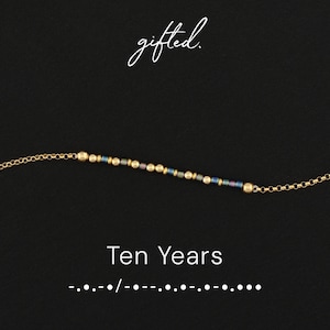 Custom Morse Code Bracelet, Ten Years | Sobriety Recovery Gift | Hidden Message Jewelry