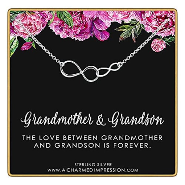 Grandmother Grandson Gifts • Silver Grandma Grandson Necklace • Gift for Grandma Jewelry • Thoughtful Gift from Grandson • Unique