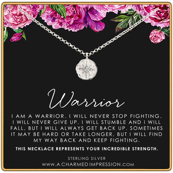 Addiction Recovery Gift, Warrior Necklace, Fighter Jewelry, NA, AA Gifts Women, Sobriety Anniversary, Sober Birthday, Silver or Gold