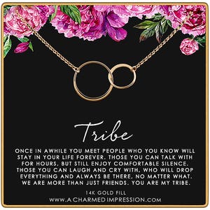 14k Gold Filled Friendship Necklace: Connected Circle Pendant