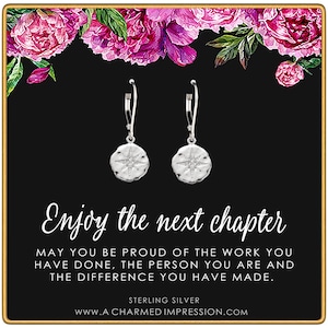 Retirement Gift for Women Diamond Starburst Earrings Enjoy the Next Chapter Congratulations Handmade Jewelry