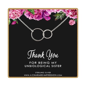 Silver Sister Necklace: Interlocking Circle Friendship Gift