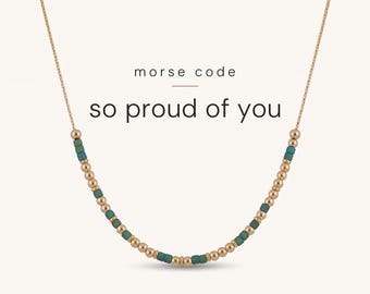So Proud of You | Morse Code Necklace | Congratulations Gift | Graduation Jewelry | Cancer Survivor Gift | Recovery Jewelry Gift for Her