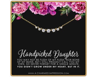 Handpicked Daughter • Jewelry Gifts for Adopted Child • Daughter Gift Necklace • From Mom Dad • Adoption Keepsake• Unbiological