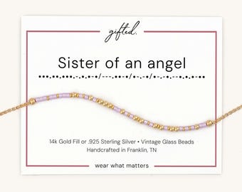 Sister of an Angel Morse Code Bracelet | Loss of Sibling Bracelet | Loss of Sister or Brother Gift | Miscarriage Gift | Memorial Bracelet