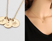 Initial Necklace Mom Jewelry, Personalized Mother's Gift Idea, Personalized Jewelry, Layered Necklace, Mother Daughter Gold Disc Necklace