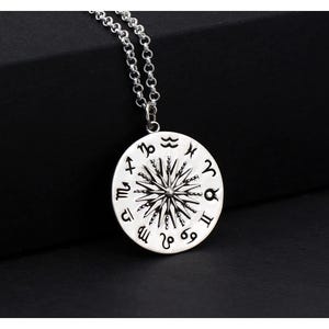 Sterling Silver Astrology Pendant Necklace: Zodiac Sun Moon Signs