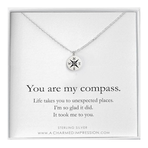 Sterling Silver Compass Necklace: Handmade Travel Jewelry Gift