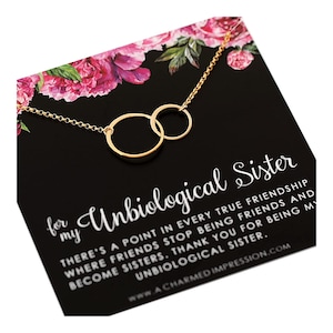 14k Gold Connected Circles Necklace: Unbiological Sister Gift