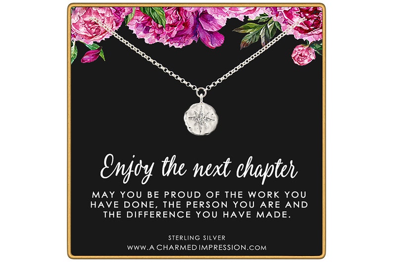 Gifts for Women, New Job, Promotion, Service Appreciation, Retirement Gift for Her, New Beginnings, CZ Diamond Necklace, Silver or Gold 